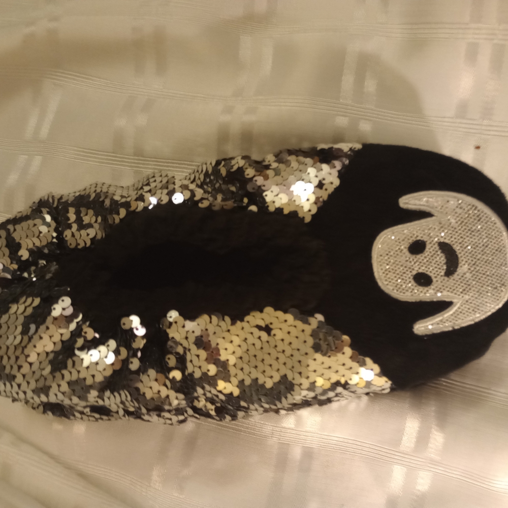 Sequin Slipper with Smiley Face